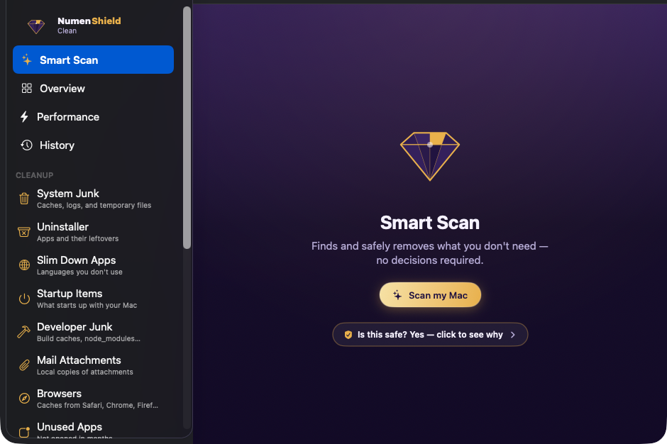 NumenShield Clean on macOS